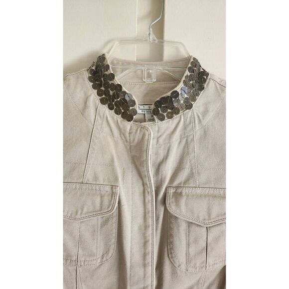 Petite Studio JPR Lt. Khaki Btn Down Military Jkt. Frt. Pkts. PXS, EUC - Picture 1 of 9